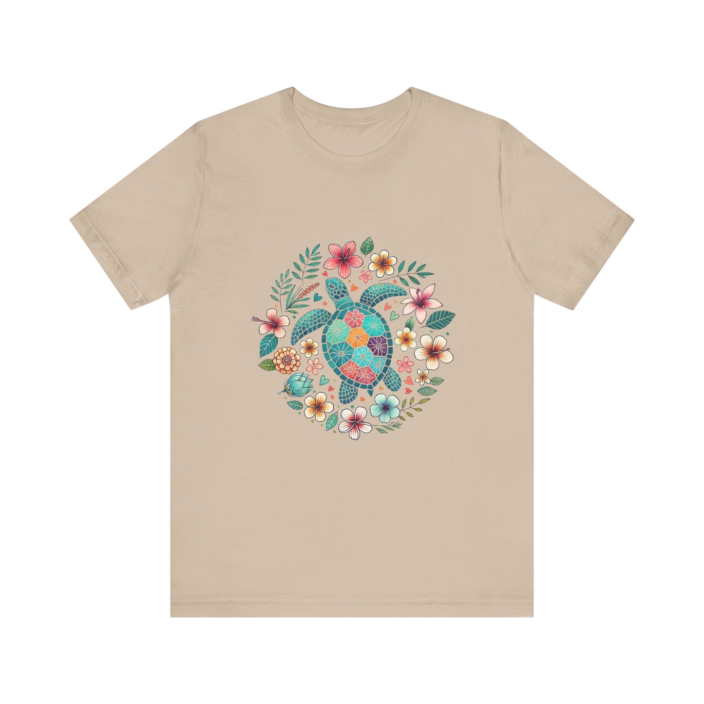 Turtle Ocean Sun T-Shirt, Floral Turtle Shirt, Boho Beach Tshirt - PopCultureByDesign36