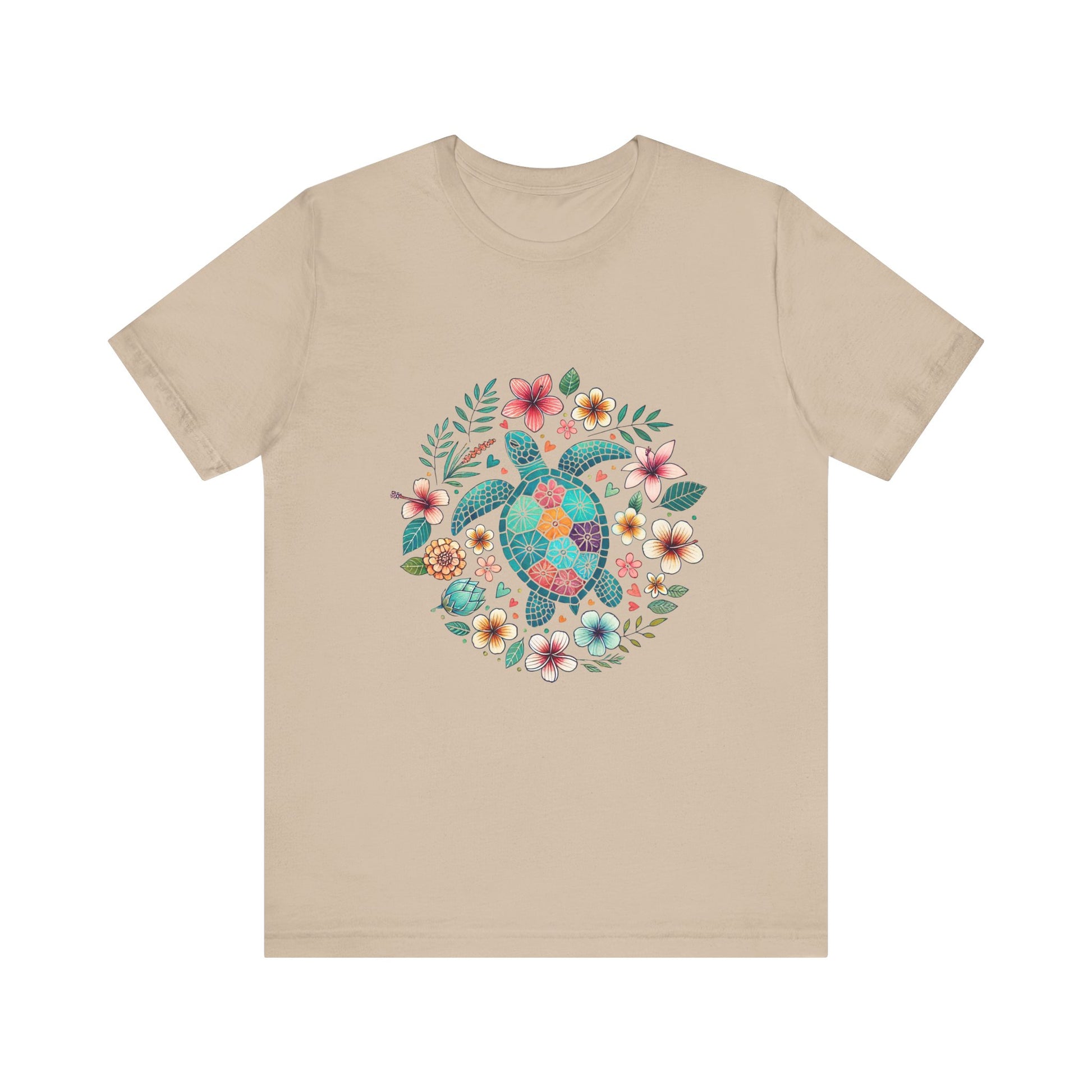 Turtle Ocean Sun T-Shirt, Floral Turtle Shirt, Boho Beach Tshirt - PopCultureByDesign36