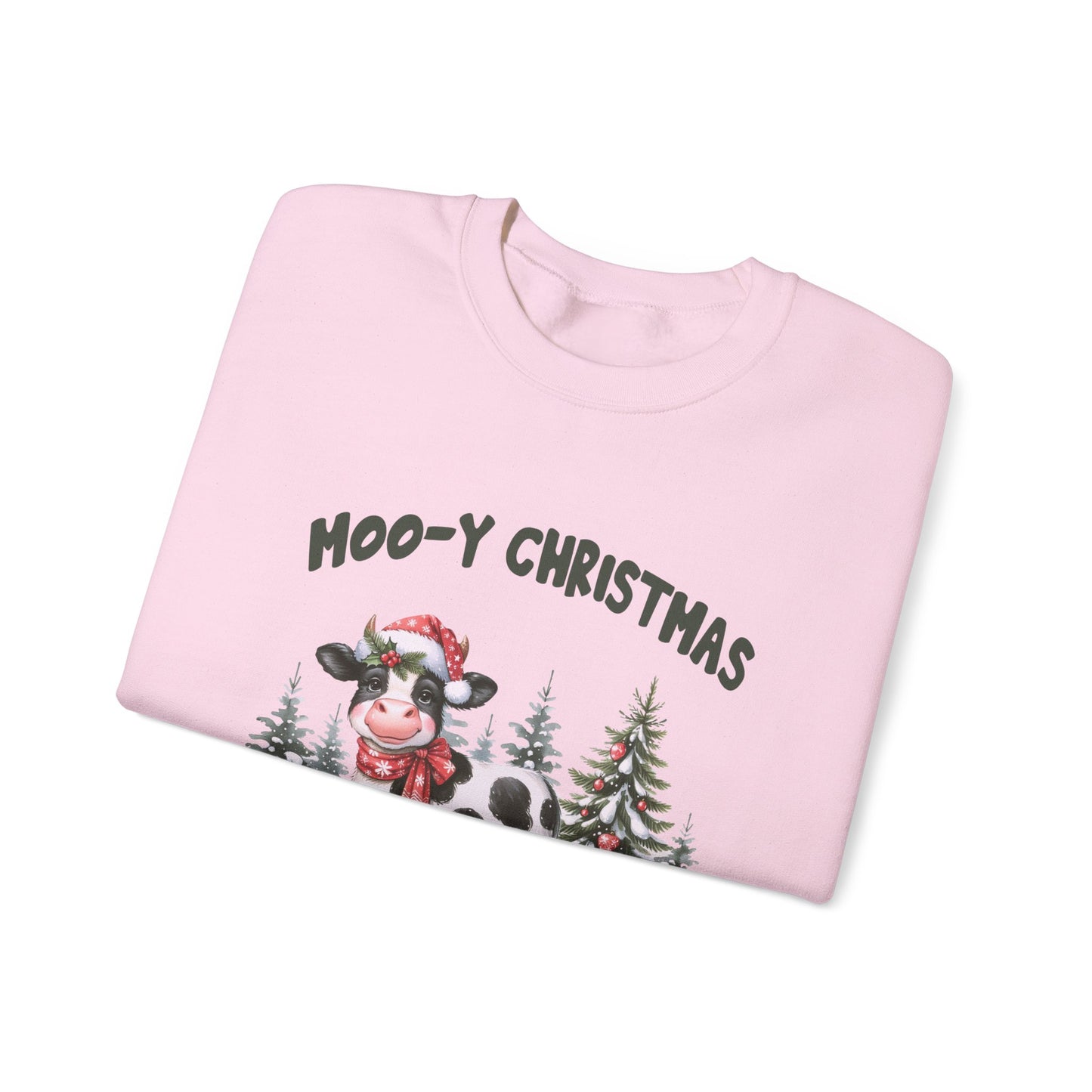 Moo-Y Christmas, Cute Cow Christmas sweatshirt, Country Farm Christmas Sweatshirt - PopCultureByDesign36