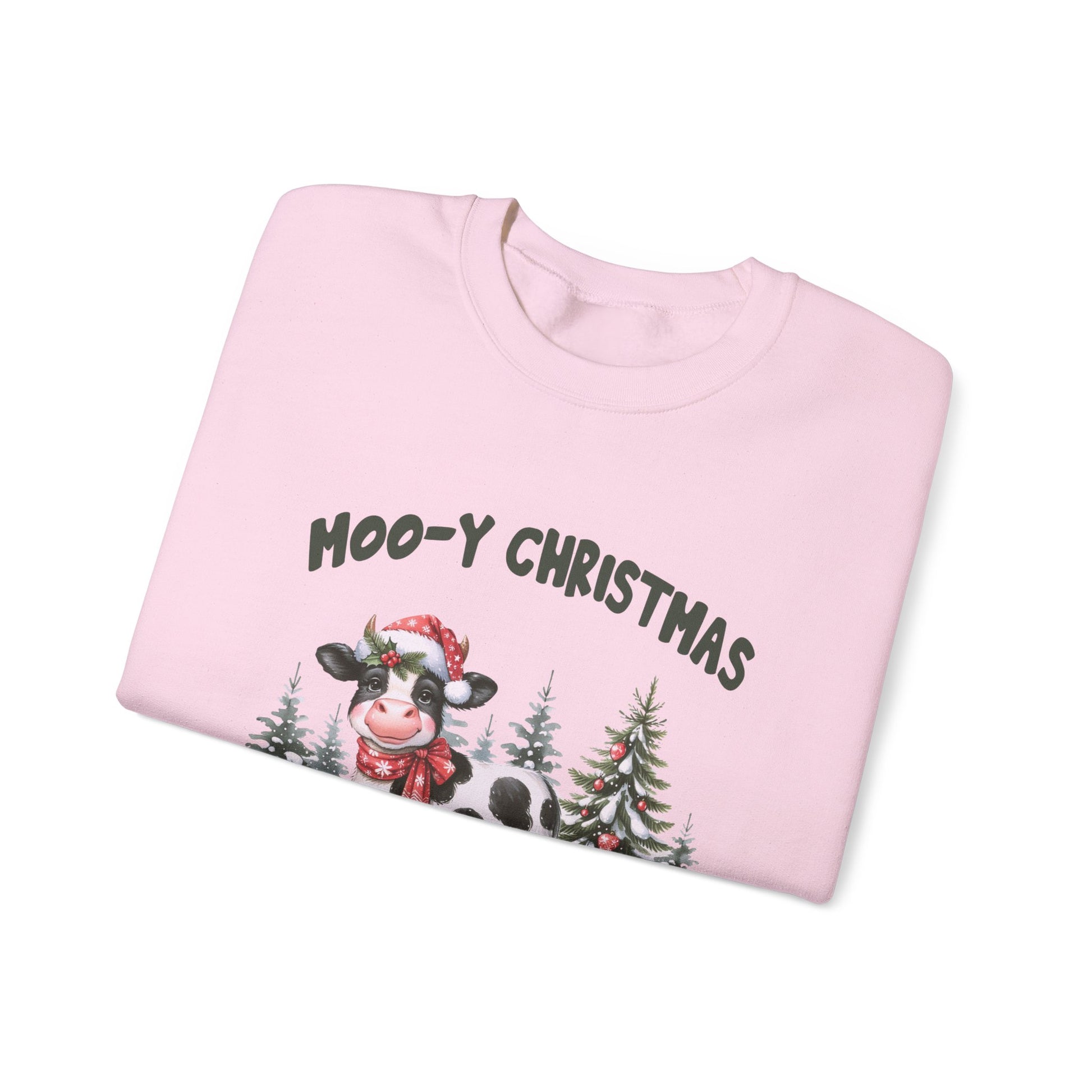 Moo-Y Christmas, Cute Cow Christmas sweatshirt, Country Farm Christmas Sweatshirt - PopCultureByDesign36