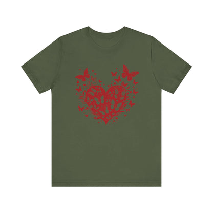 Butterfly Heart Valentines Day Shirt, Butterfly Valentine Tee, Cute Heart T-Shirt - PopCultureByDesign36