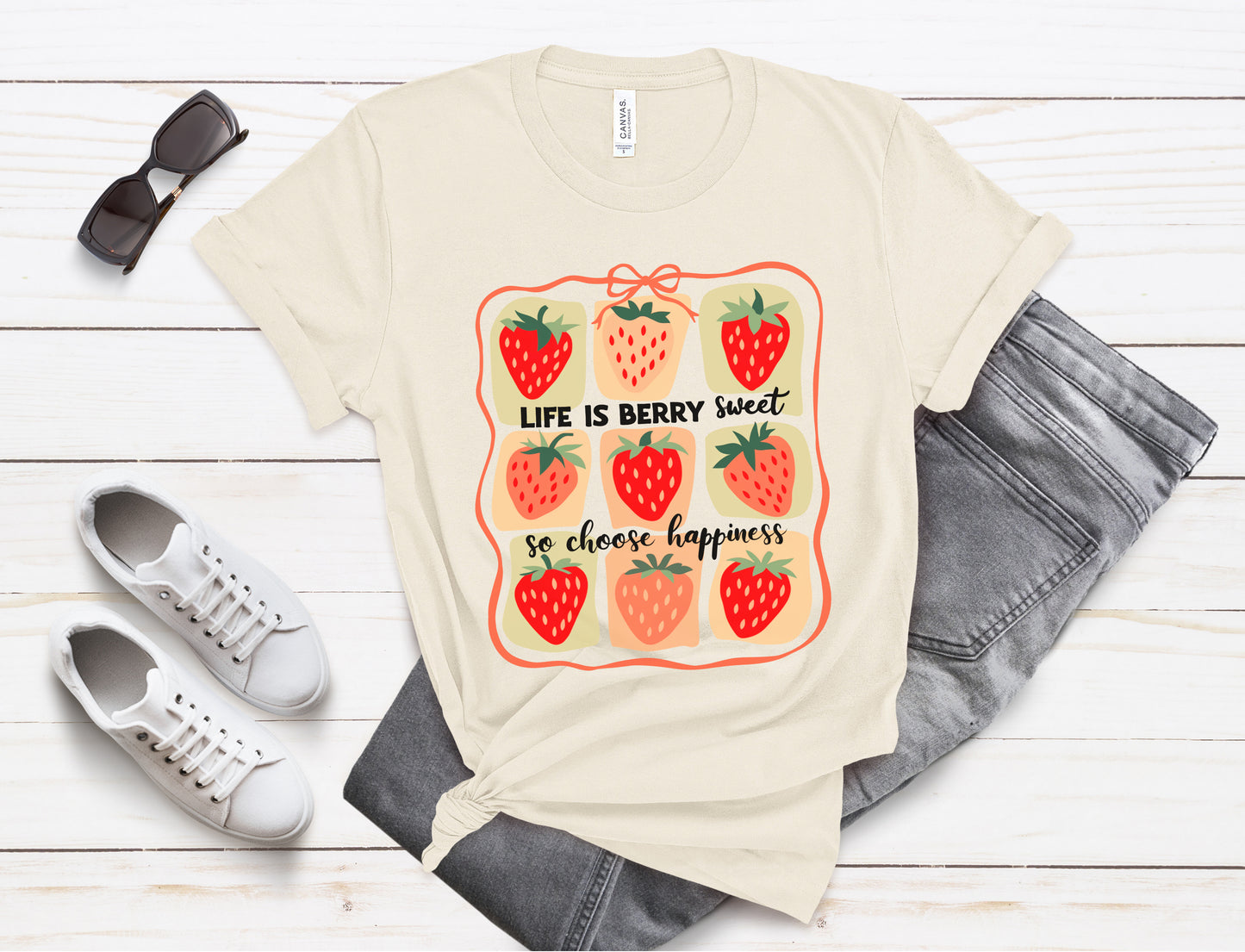 Life is Sweet TShirt, Strawberry Positive Vibe Tee, Kindness Berry Shirt - PopCultureByDesign36