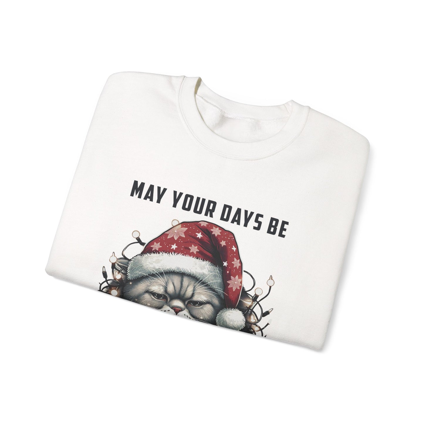 May Your Days Be Merry And Bright, Christmas Cat Sweatshirt, Holiday Cat - PopCultureByDesign36