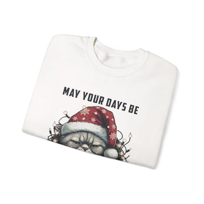 May Your Days Be Merry And Bright, Christmas Cat Sweatshirt, Holiday Cat - PopCultureByDesign36