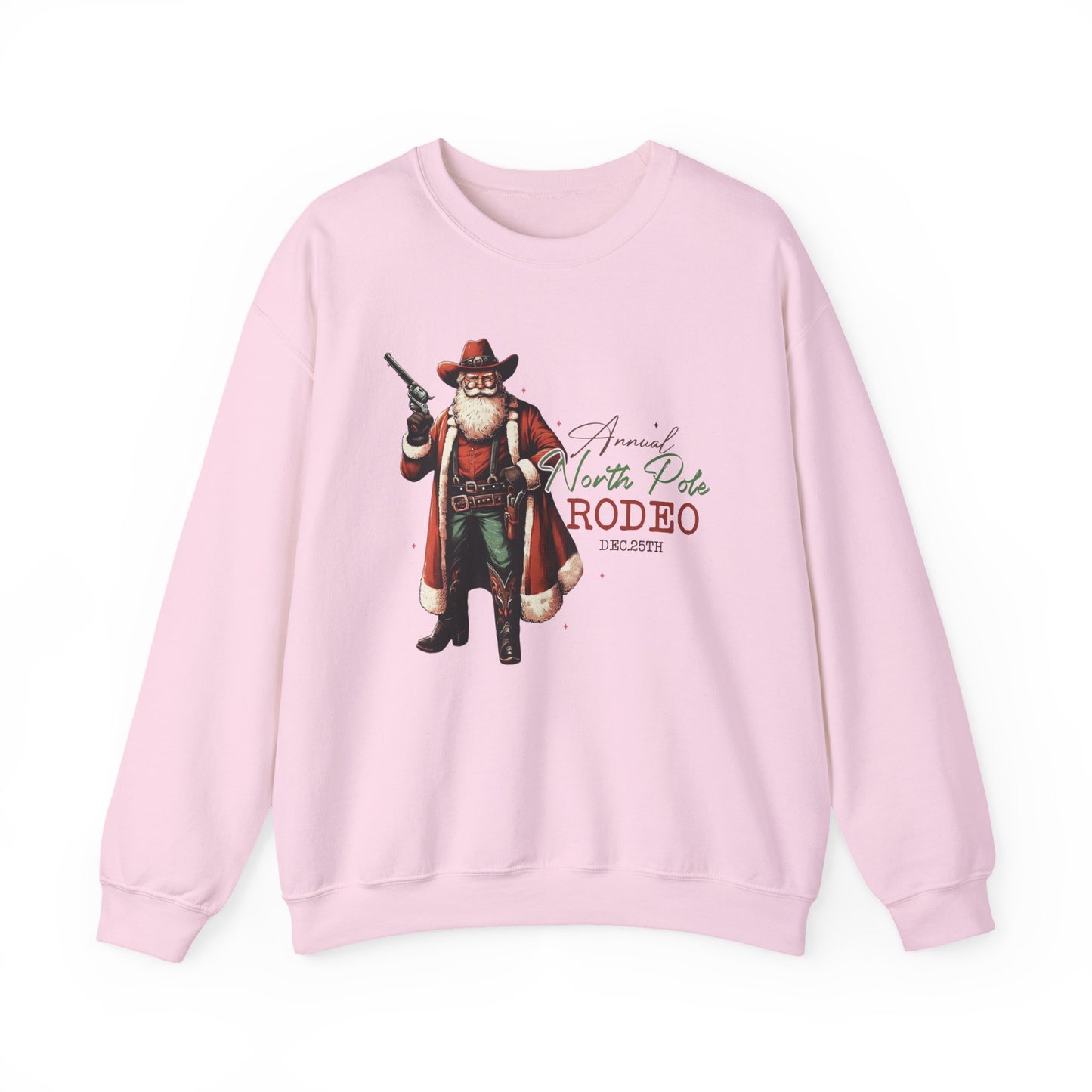 North Pole Rodeo Sweatshirt, Cowboy Santa Sweatshirt, Horseback Santa Clause - PopCultureByDesign36