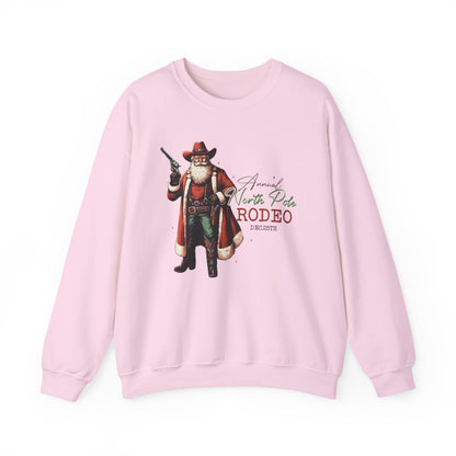 North Pole Rodeo Sweatshirt, Cowboy Santa Sweatshirt, Horseback Santa Clause - PopCultureByDesign36