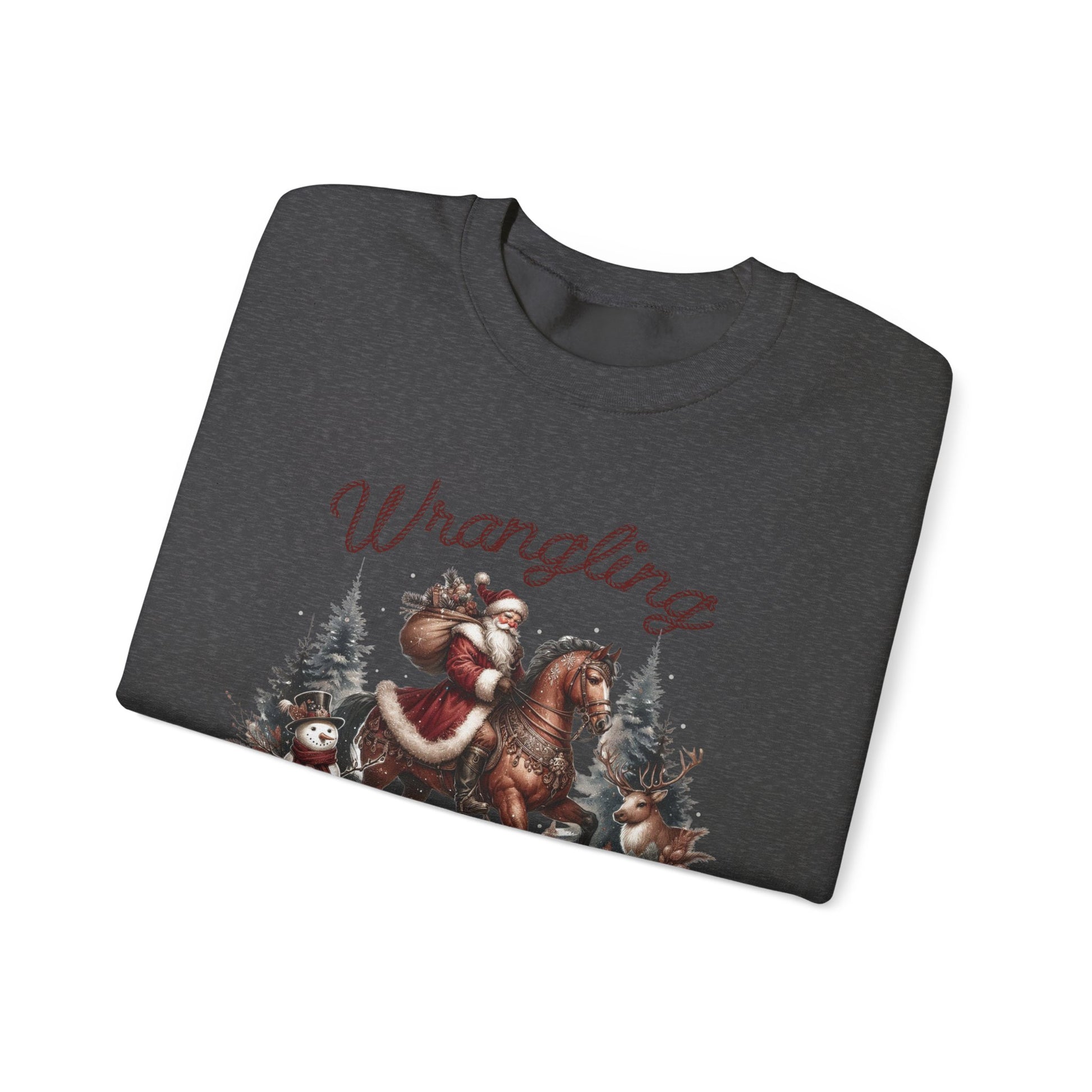 Wrangling Christmas, Cowboy Santa Sweatshirt, Howdy Country Christmas - PopCultureByDesign36