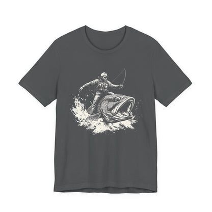 Funny Fisherman Riding a Trout T-Shirt, Fishing Tee, Wild Western Shirt - PopCultureByDesign36