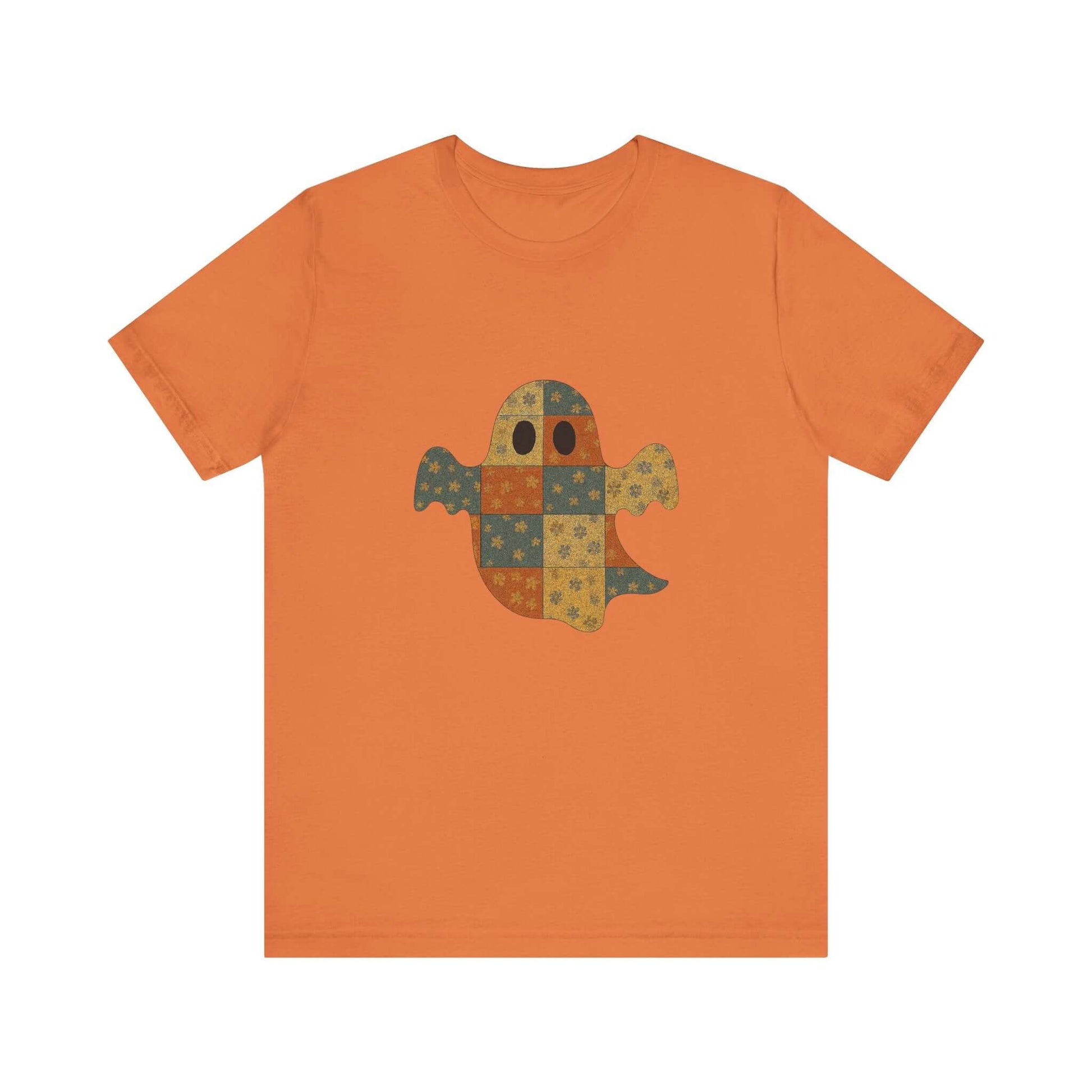 Patchwork Ghost Tee, Ghost Patchwork Halloween Shirt, Boho Ghost Shirt - PopCultureByDesign36