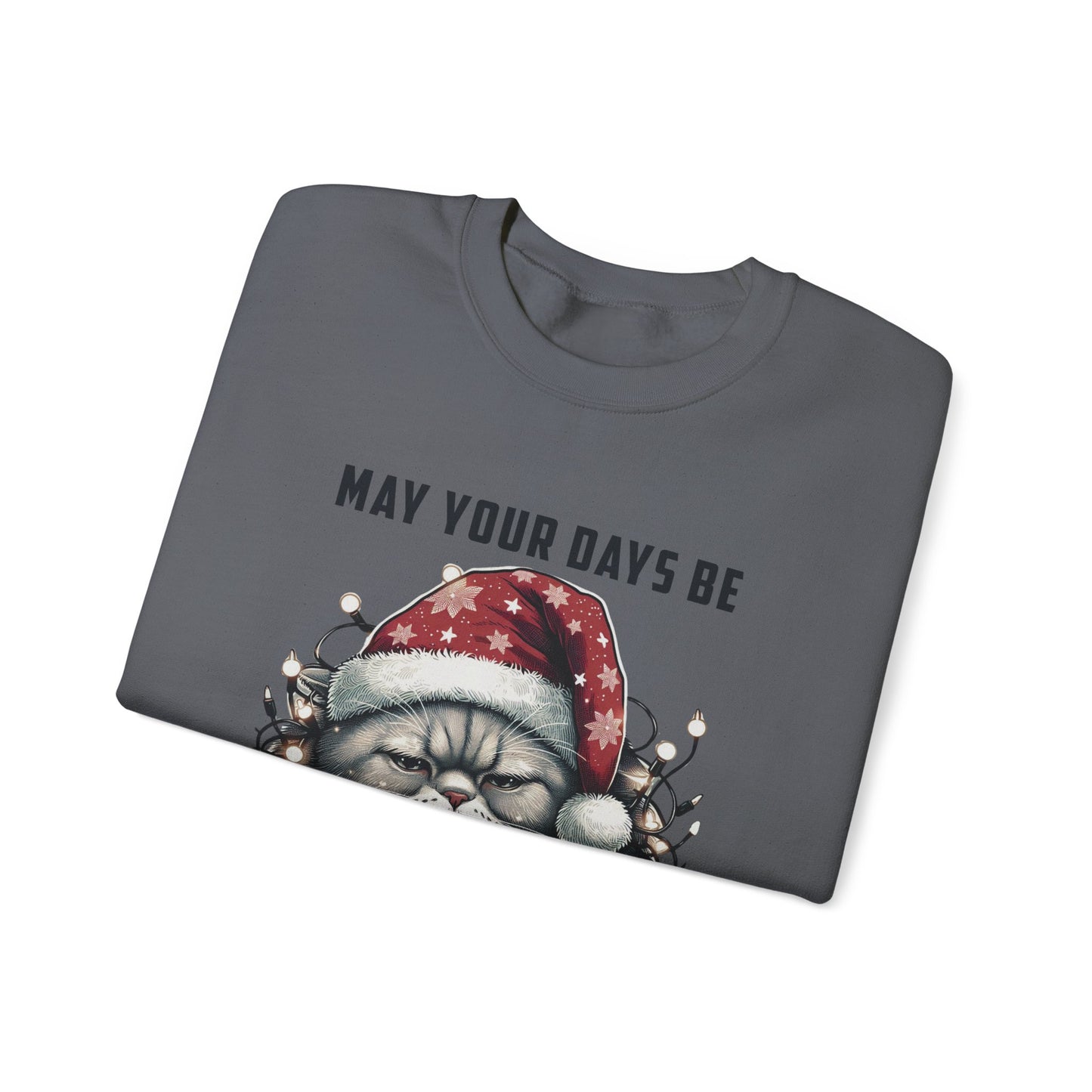May Your Days Be Merry And Bright, Christmas Cat Sweatshirt, Holiday Cat - PopCultureByDesign36