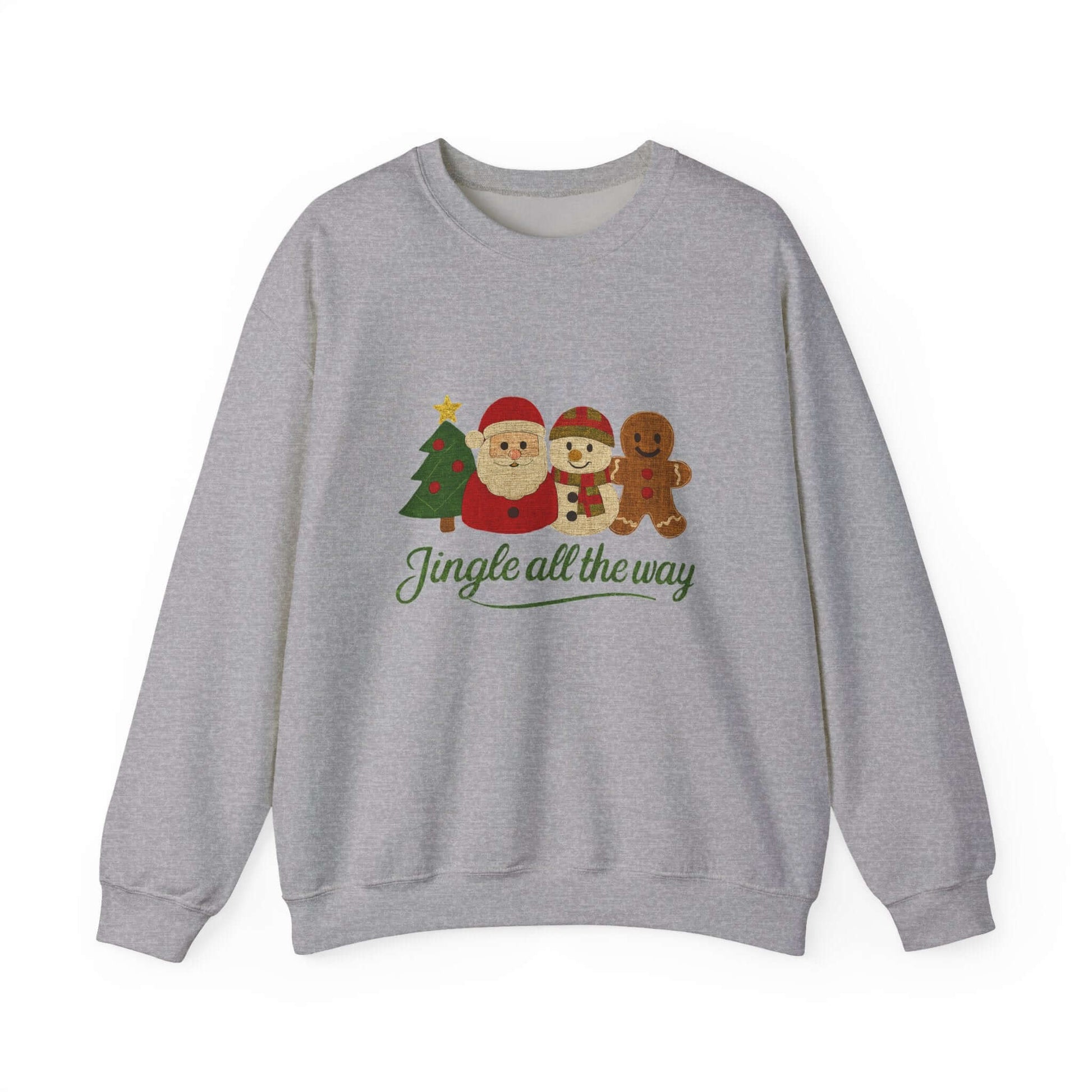 Christmas Jingle All the Way Sweatshirt, Santa Snowman Gingerbread Sweatshirt - PopCultureByDesign36