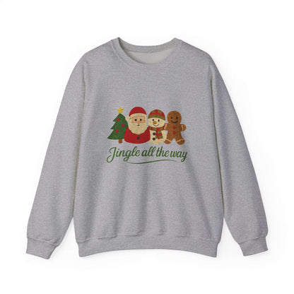 Christmas Jingle All the Way Sweatshirt, Santa Snowman Gingerbread Sweatshirt - PopCultureByDesign36