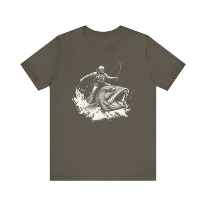 Funny Fisherman Riding a Trout T-Shirt, Fishing Tee, Wild Western Shirt - PopCultureByDesign36