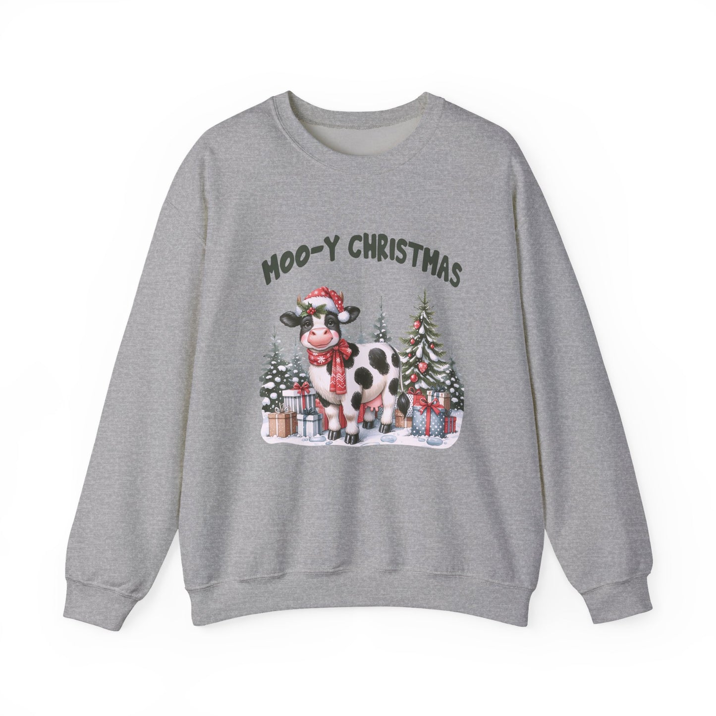 Moo-Y Christmas, Cute Cow Christmas sweatshirt, Country Farm Christmas Sweatshirt - PopCultureByDesign36