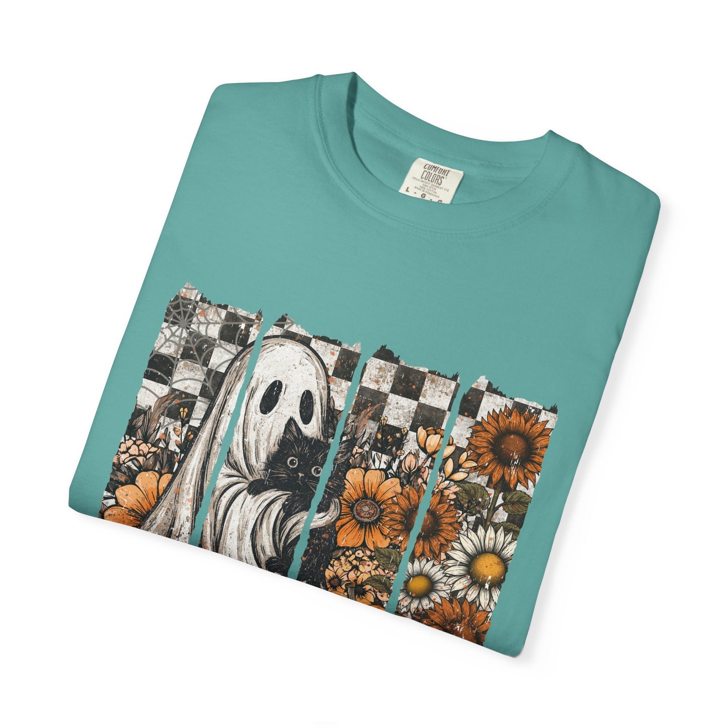 Comfort Colors Cute Strip Ghost Shirt, Halloween Costume, Vintage Vibe - PopCultureByDesign36