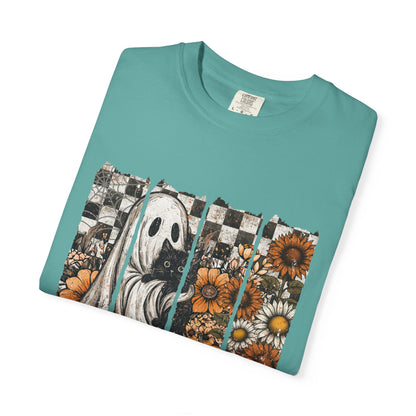 Comfort Colors Cute Strip Ghost Shirt, Halloween Costume, Vintage Vibe - PopCultureByDesign36
