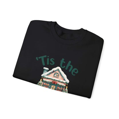 Tis The Season Cozy Christmas Cottage Sweatshirt, Holiday Bookstore Sweatshirt - PopCultureByDesign36