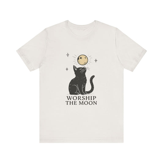 Worship The Moon, Cute Kitten Shirt, Celestial Cat Shirt - PopCultureByDesign36