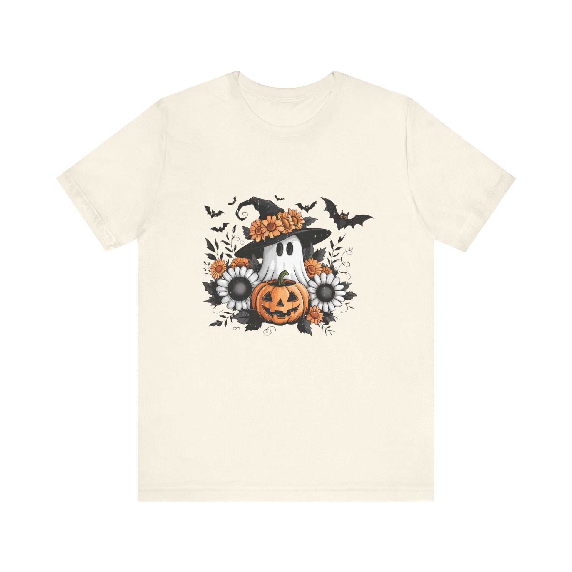 Funny Ghost Pumpkin Shirt, Boho Ghost Shirt, Soft floral ghost - PopCultureByDesign36