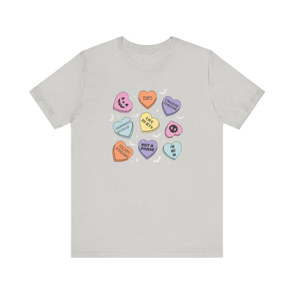 Emo Halloween Pumpkin Candy Hearts T-Shirt, Spooky Candies Shirt, Emo candy hearts - PopCultureByDesign36