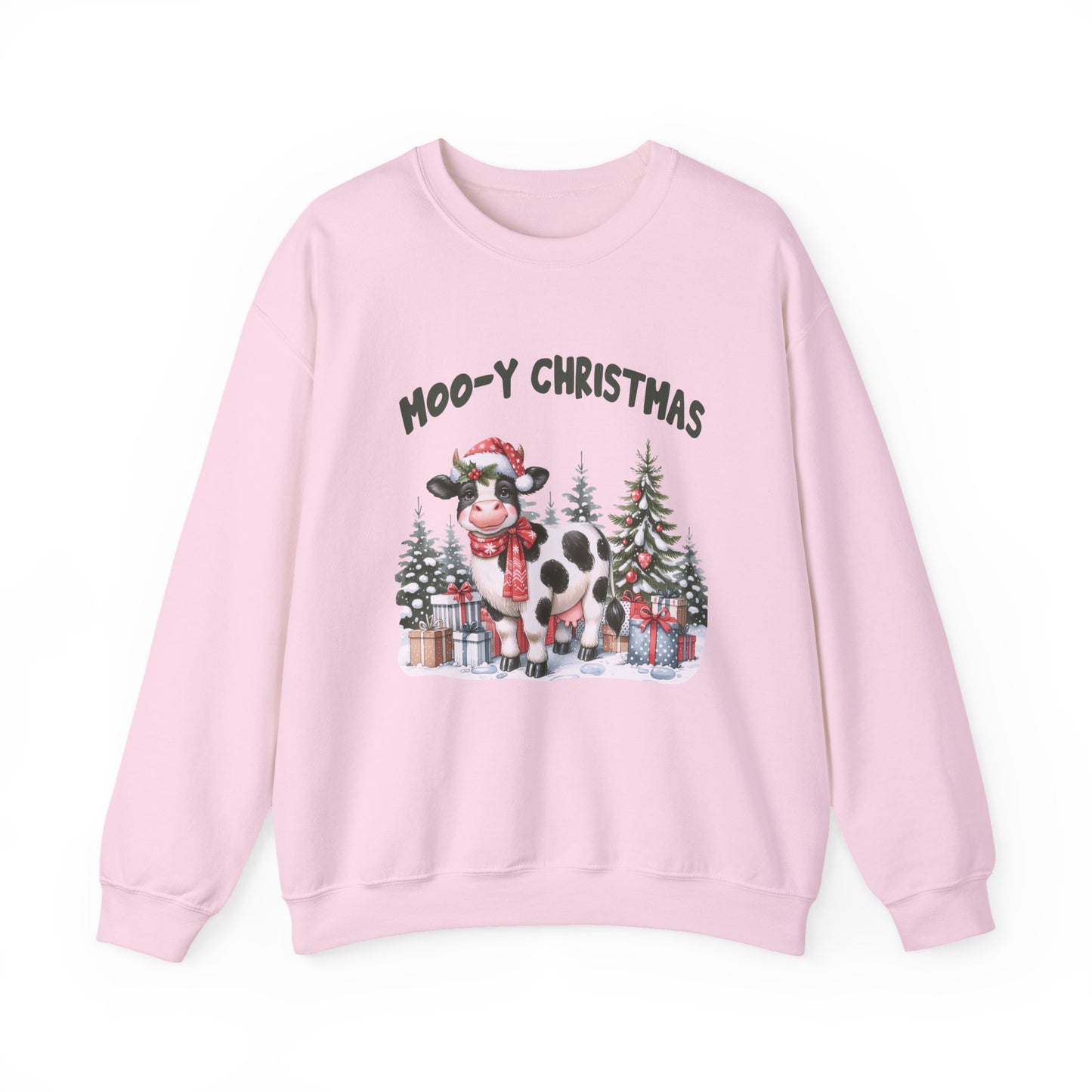 Moo-Y Christmas, Cute Cow Christmas sweatshirt, Country Farm Christmas Sweatshirt - PopCultureByDesign36