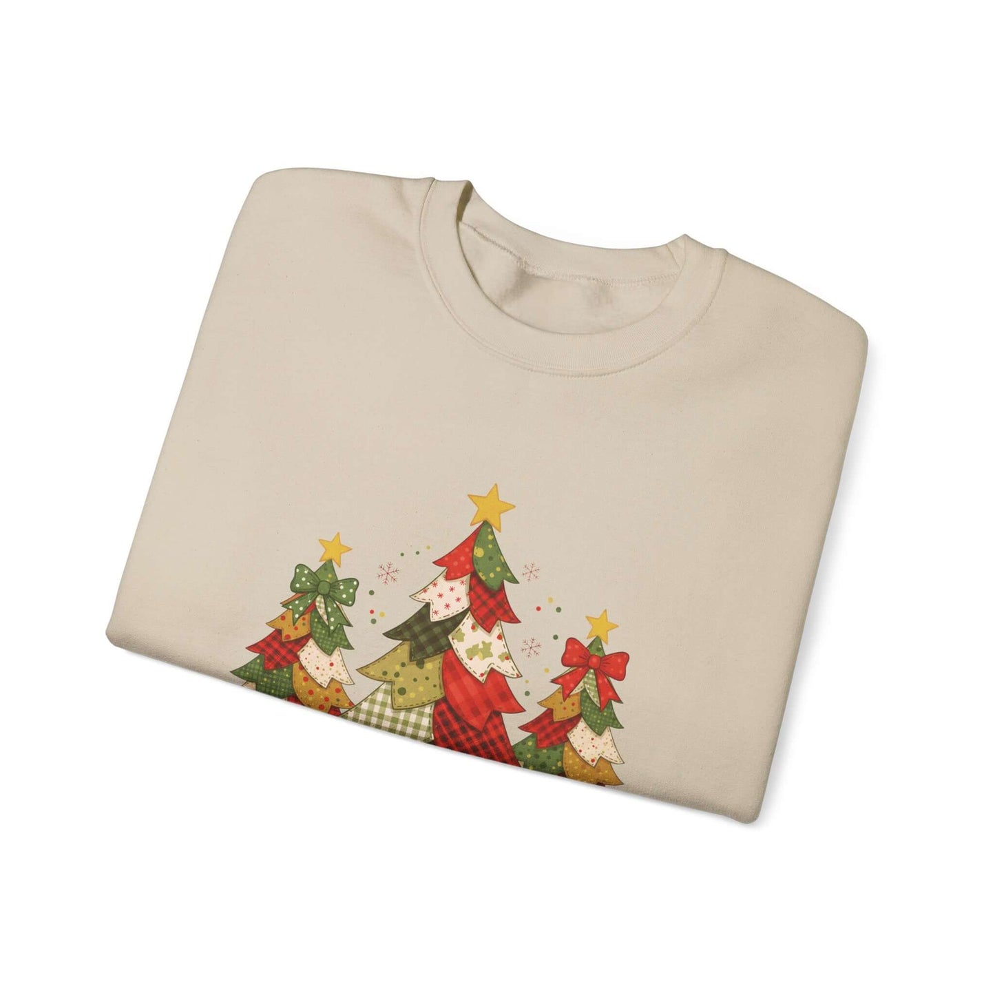 Christmas Tree Patchwork Quilt Style Sweatshirt, Merry Christmas Sweatshirt - PopCultureByDesign36