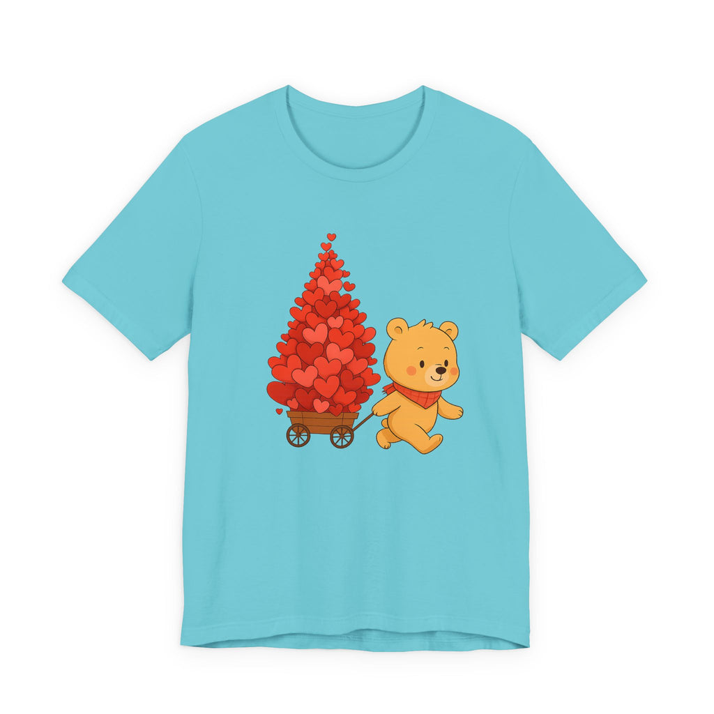 Valentine Bear Tee — Cute Bear with Heart-Filled Wagon by PopCultureByDesign36