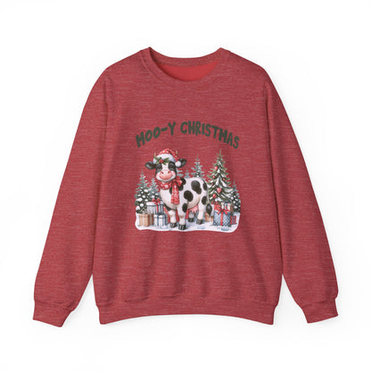Moo-Y Christmas, Cute Cow Christmas sweatshirt, Country Farm Christmas Sweatshirt - PopCultureByDesign36
