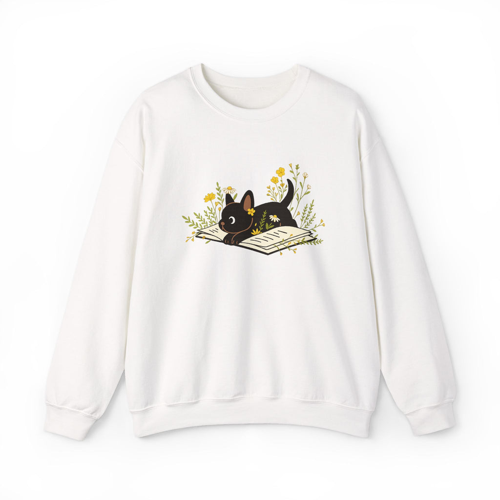 Vintage Boho French Bulldog Puppy Reading Sweatshirt by PopCultureByDesign36