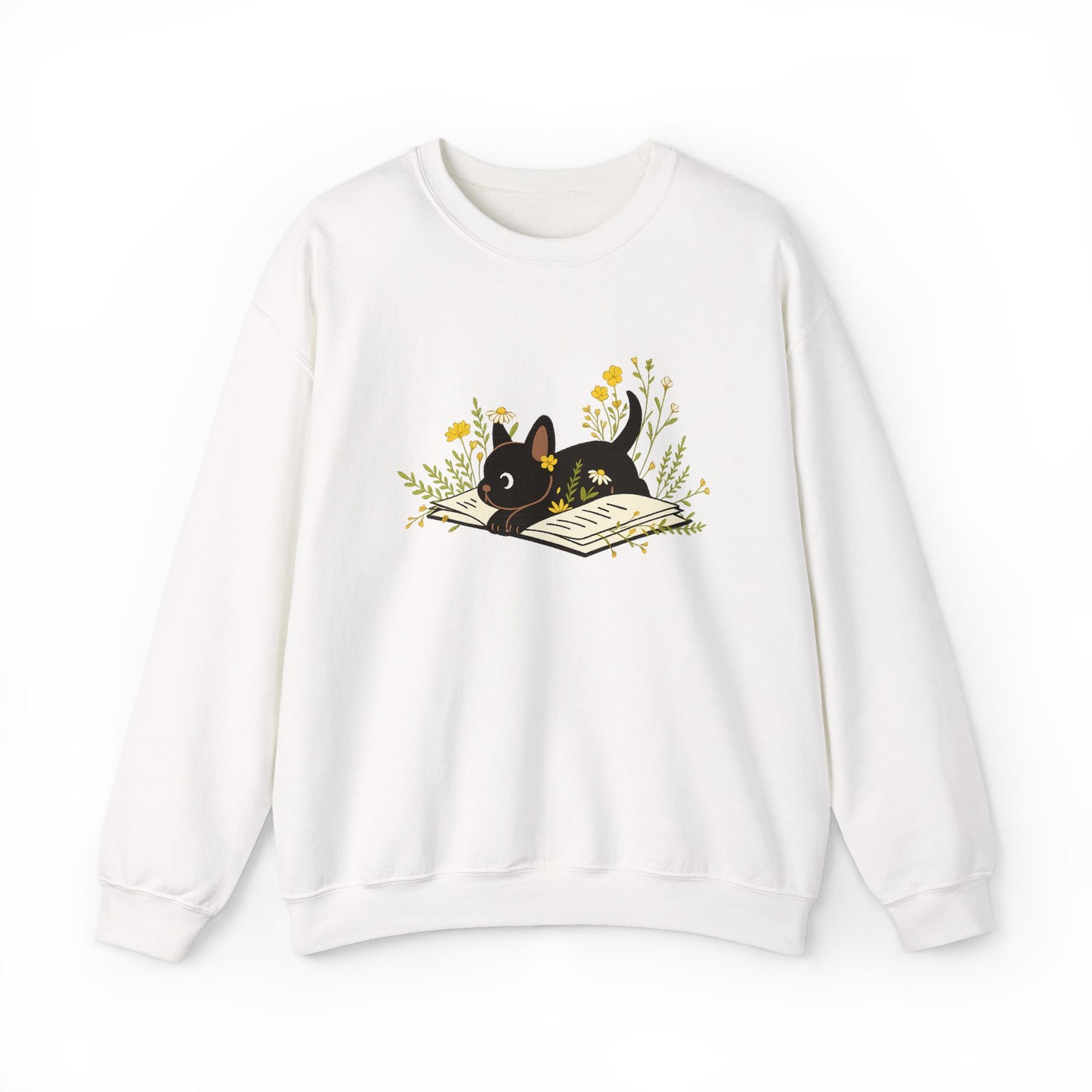 Vintage Boho French Bulldog Puppy Reading Sweatshirt