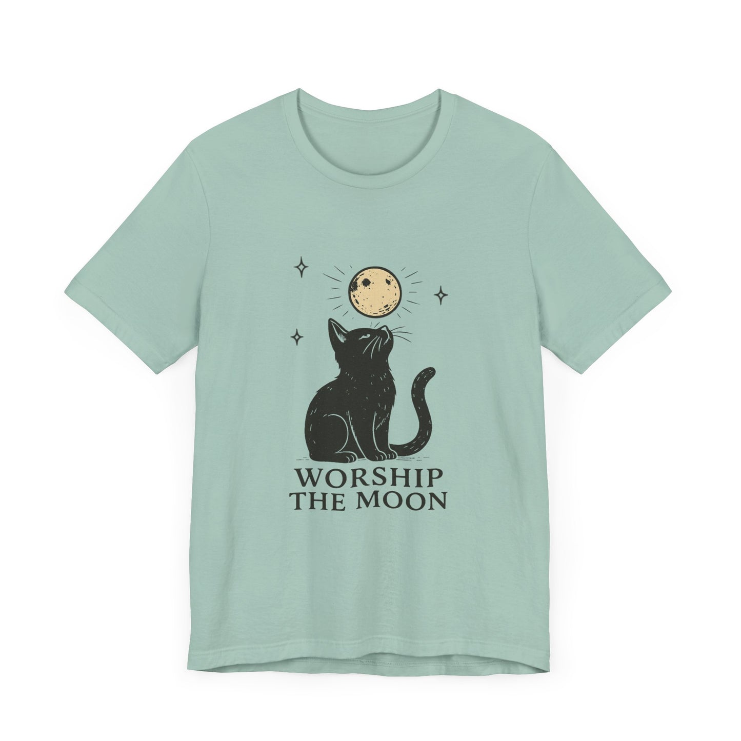 Worship The Moon, Cute Kitten Shirt, Celestial Cat Shirt - PopCultureByDesign36
