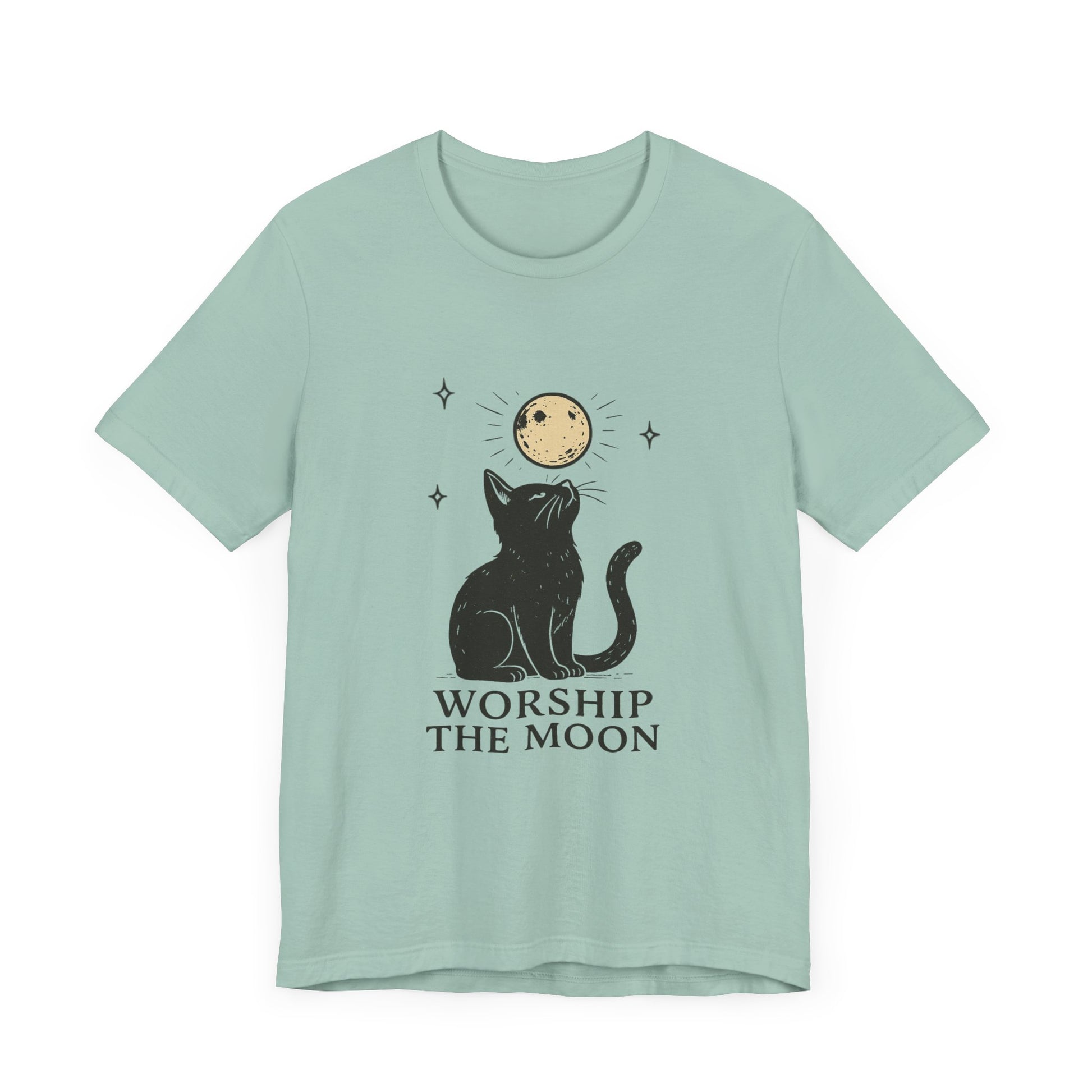 Worship The Moon, Cute Kitten Shirt, Celestial Cat Shirt - PopCultureByDesign36