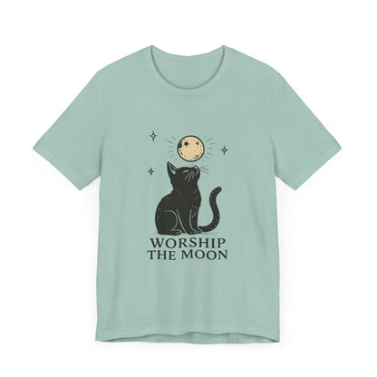 Worship The Moon, Cute Kitten Shirt, Celestial Cat Shirt - PopCultureByDesign36
