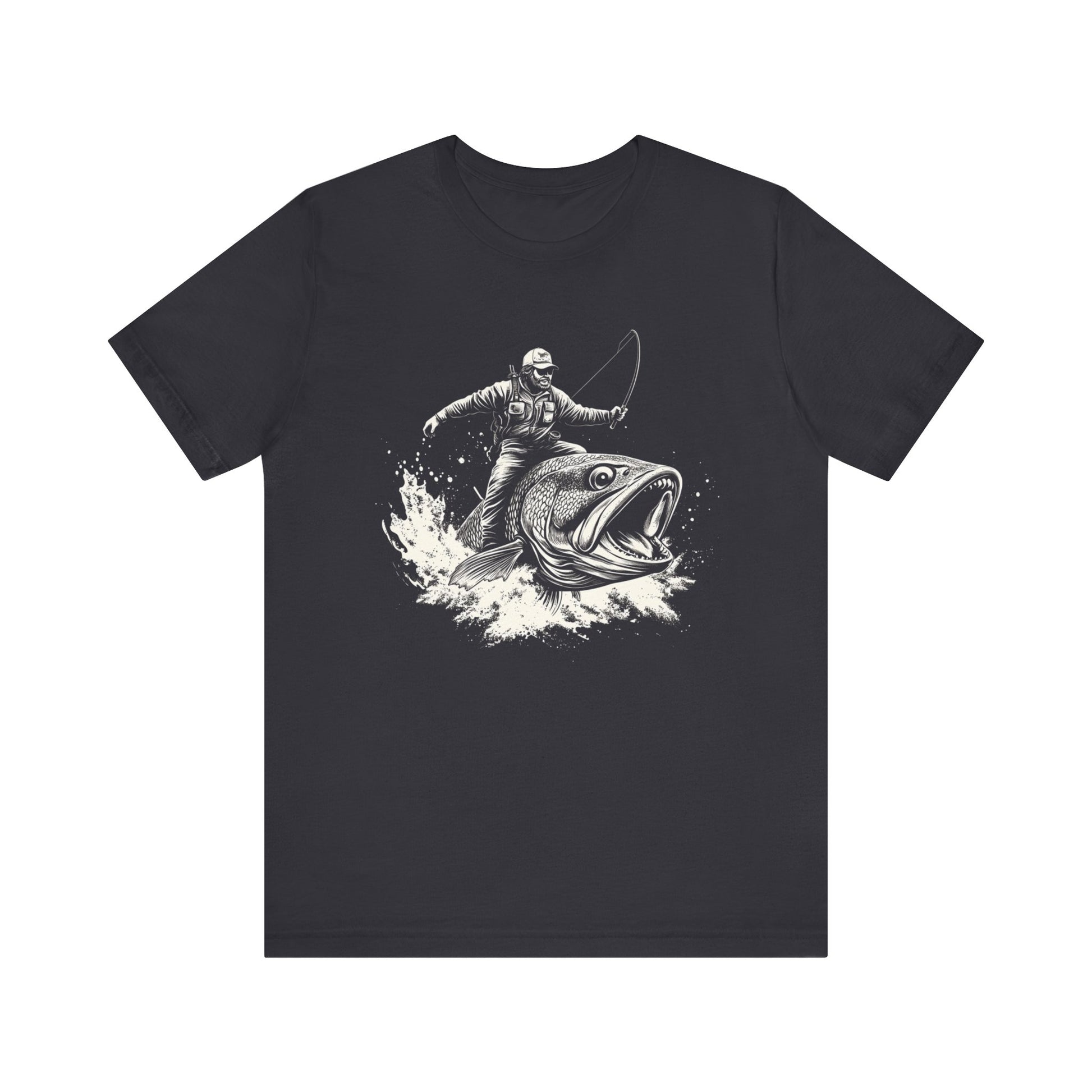 Funny Fisherman Riding a Trout T-Shirt, Fishing Tee, Wild Western Shirt - PopCultureByDesign36