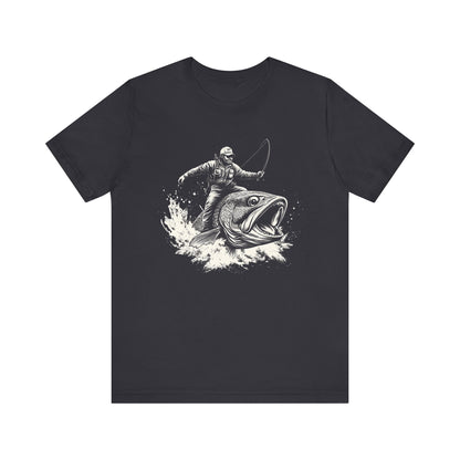 Funny Fisherman Riding a Trout T-Shirt, Fishing Tee, Wild Western Shirt - PopCultureByDesign36