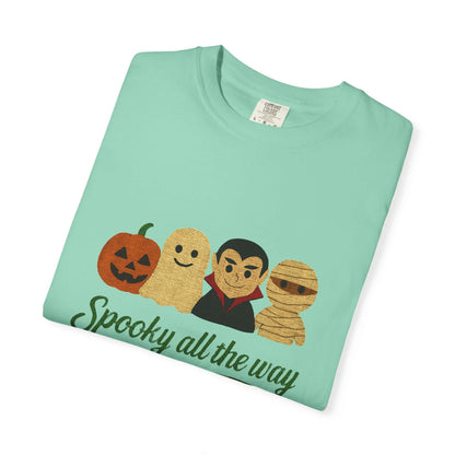 Spooky All The Way Halloween T-shirt, Pumpkin, Ghost, Dracula, Mummy Shirt - PopCultureByDesign36