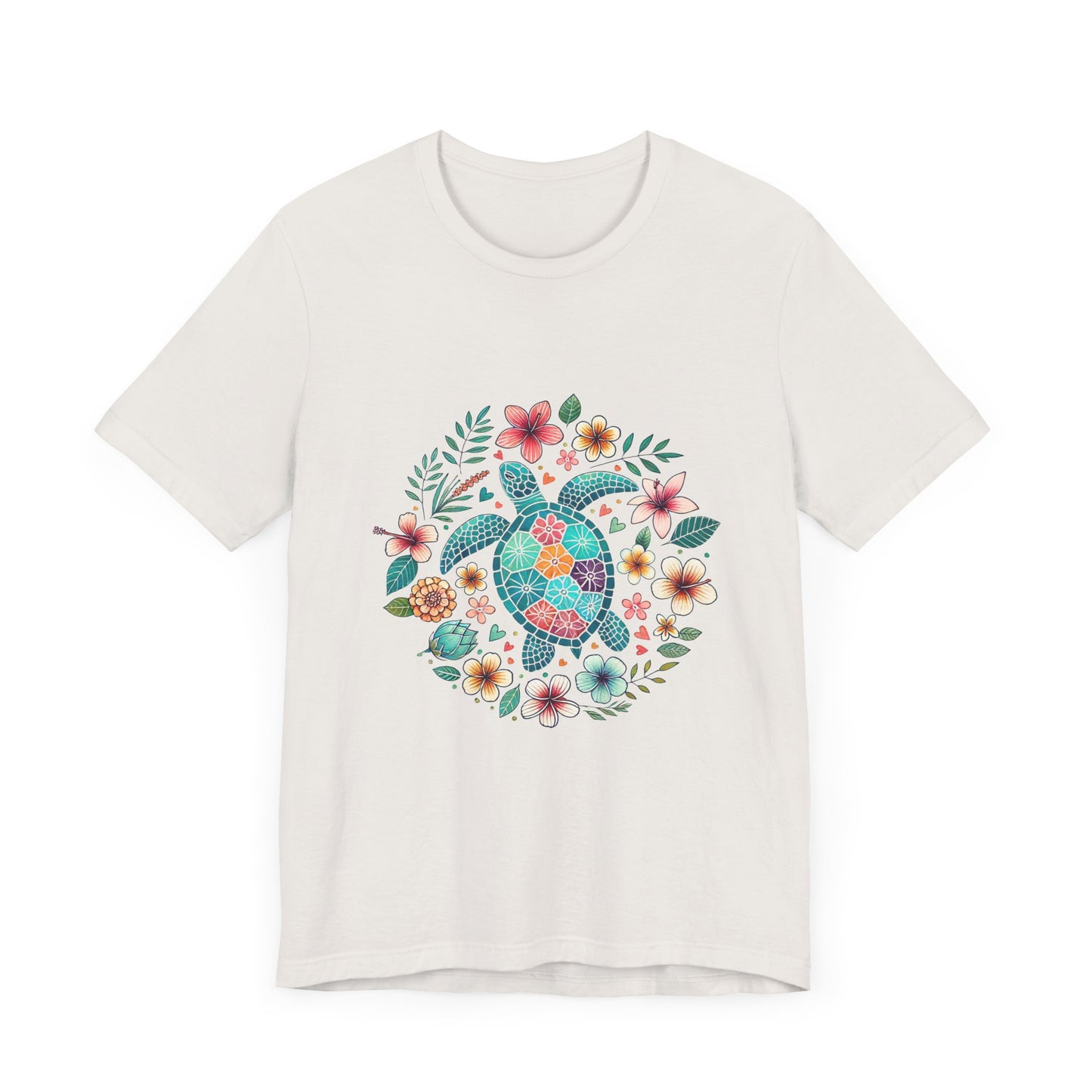Turtle Ocean Sun T-Shirt, Floral Turtle Shirt, Boho Beach Tshirt - PopCultureByDesign36