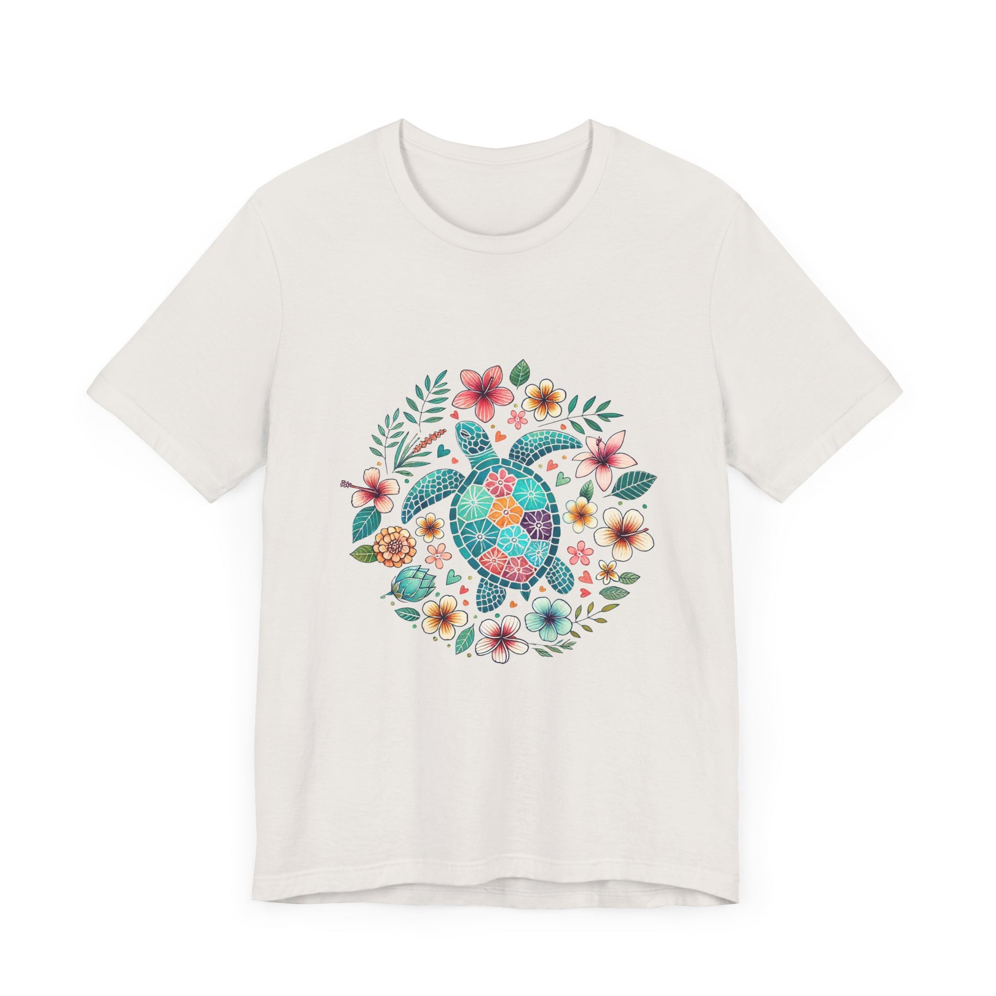 Turtle Ocean Sun T-Shirt, Floral Turtle Shirt, Boho Beach Tshirt - PopCultureByDesign36