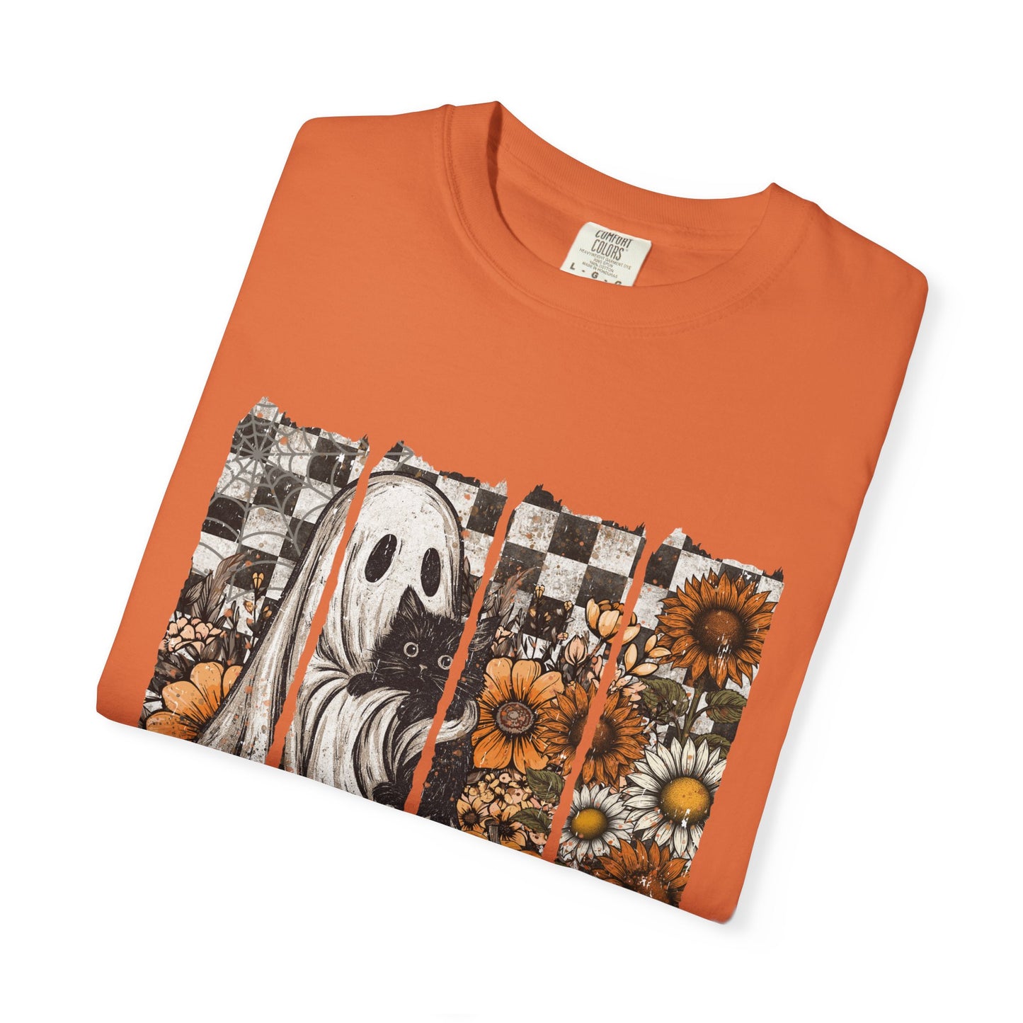 Comfort Colors Cute Strip Ghost Shirt, Halloween Costume, Vintage Vibe - PopCultureByDesign36