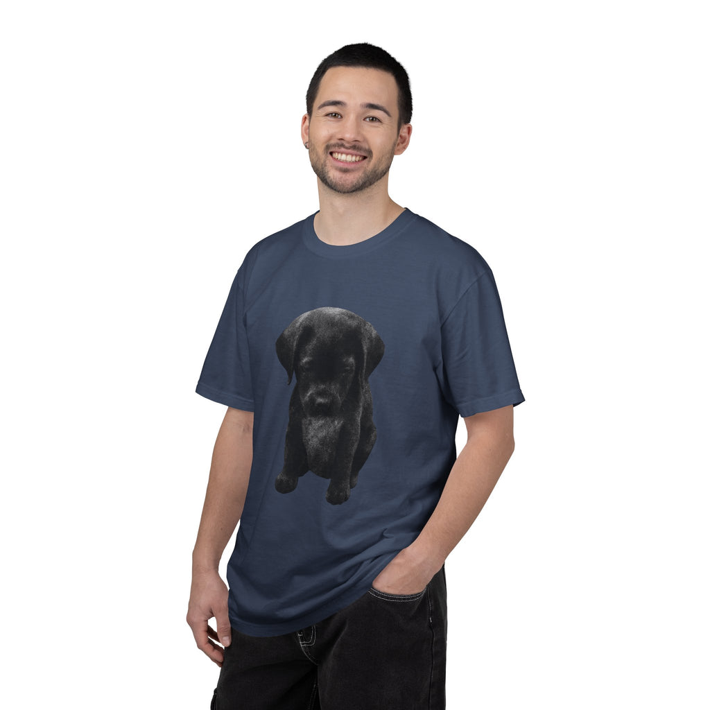 Sad Black Lab Puppy Meme T-Shirt — Cute Sad Black Labrador Graphic Tee by PopCultureByDesign36