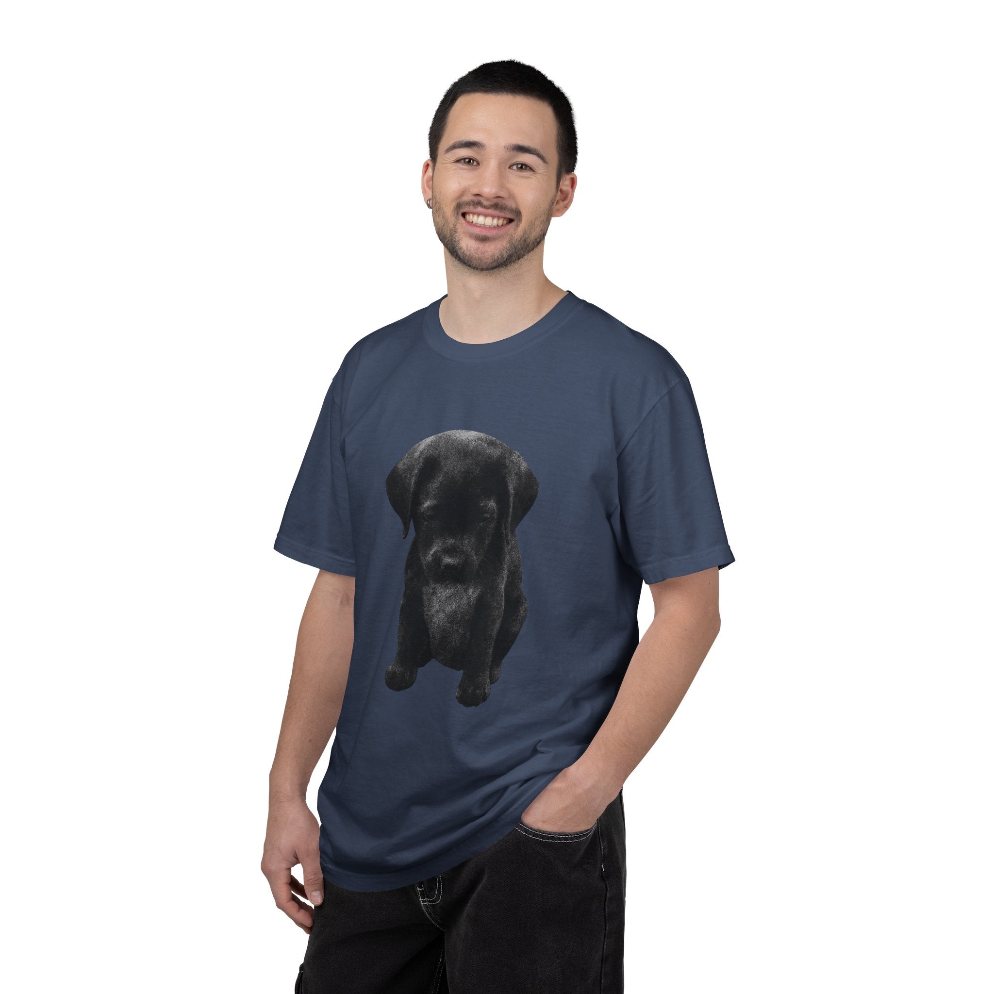 Sad Black Lab Puppy Meme T-Shirt — Cute Sad Black Labrador Graphic Tee by PopCultureByDesign36