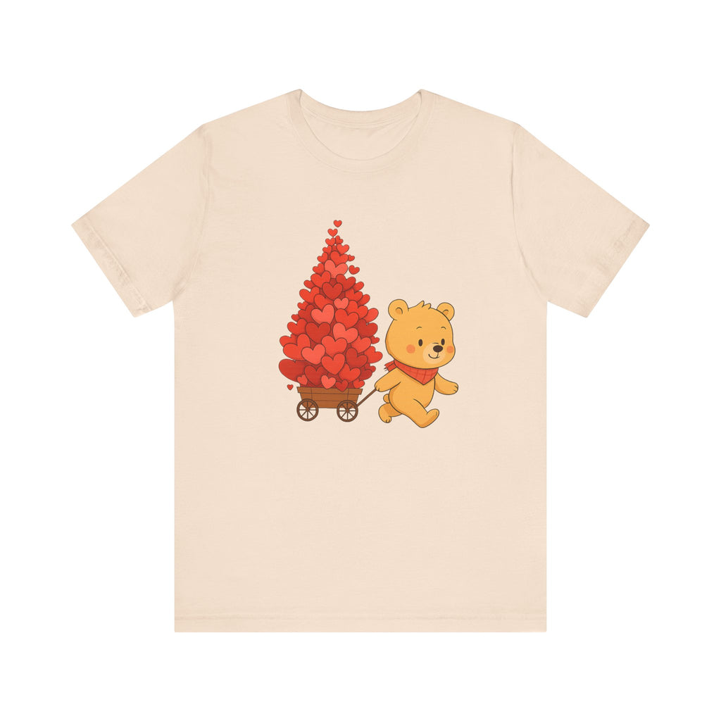 Valentine Bear Tee — Cute Bear with Heart-Filled Wagon by PopCultureByDesign36