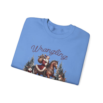 Wrangling Christmas, Cowboy Santa Sweatshirt, Howdy Country Christmas - PopCultureByDesign36