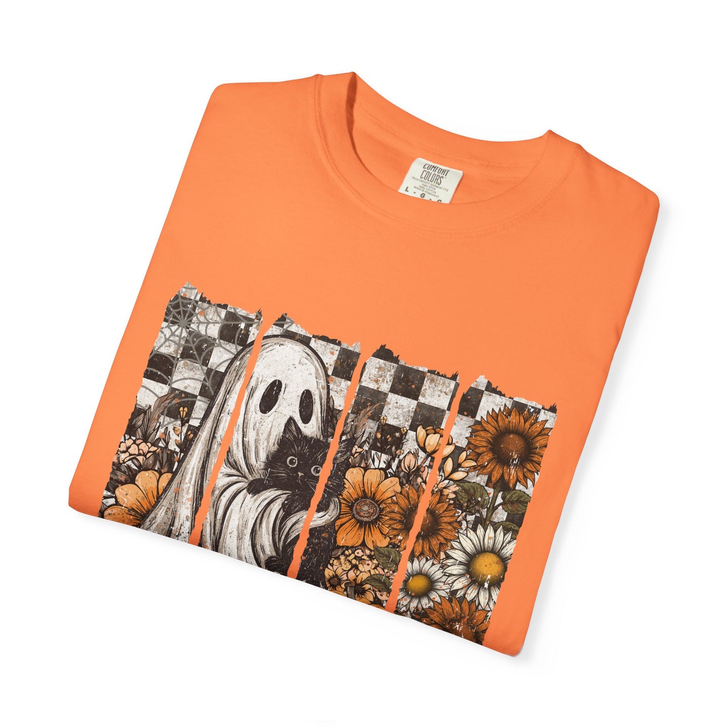 Comfort Colors Cute Strip Ghost Shirt, Halloween Costume, Vintage Vibe - PopCultureByDesign36