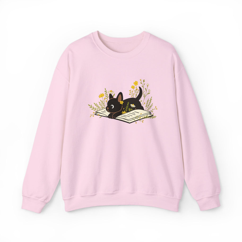 Vintage Boho French Bulldog Puppy Reading Sweatshirt by PopCultureByDesign36