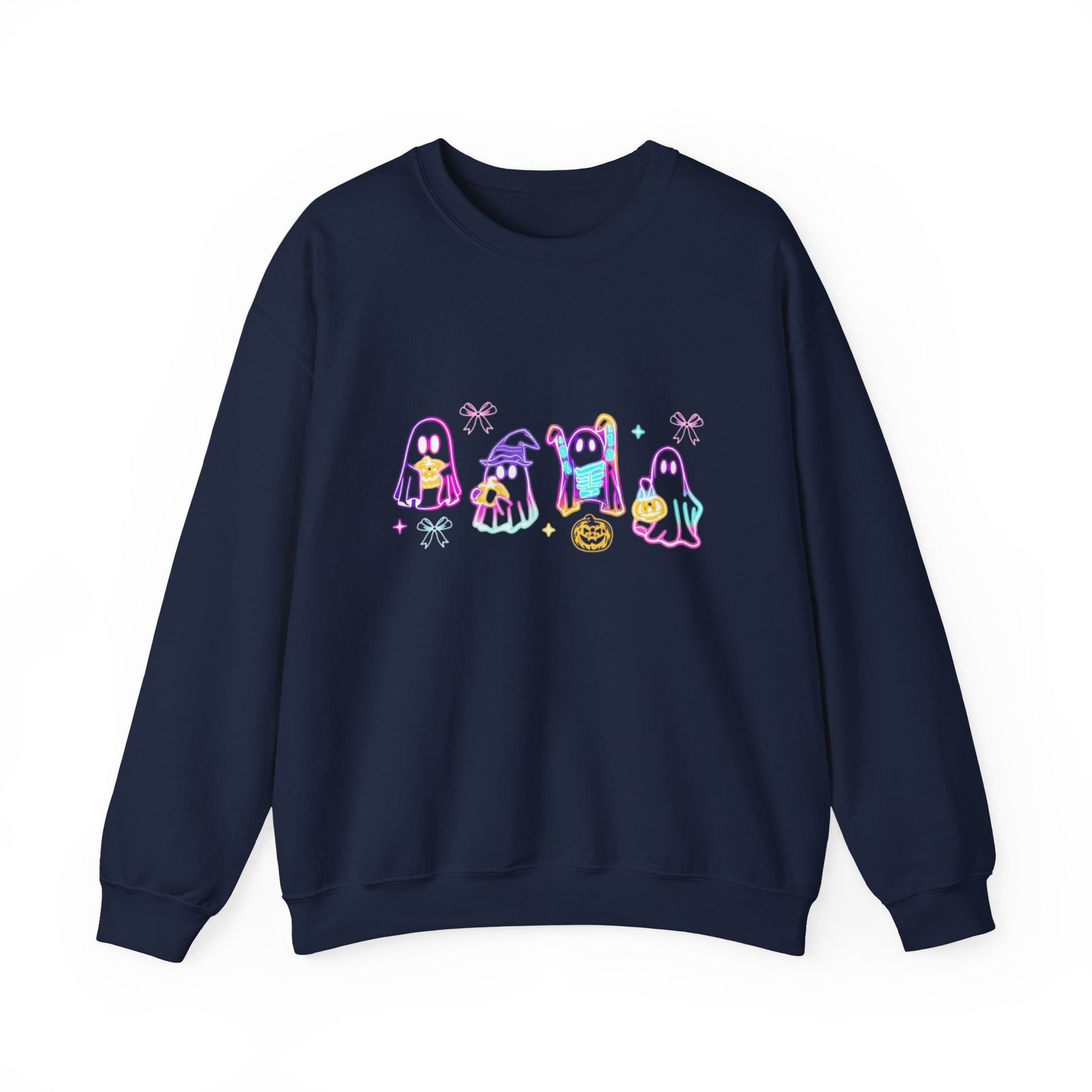 Ghost Neon Color Halloween Sweatshirt, Halloween Party Sweater - PopCultureByDesign36