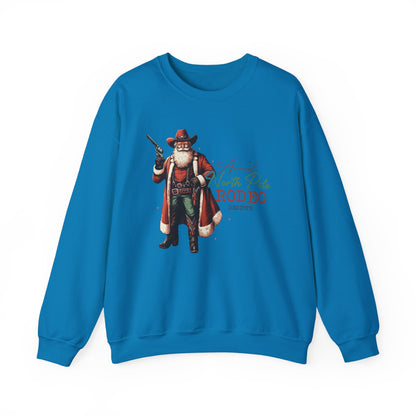 North Pole Rodeo Sweatshirt, Cowboy Santa Sweatshirt, Horseback Santa Clause - PopCultureByDesign36
