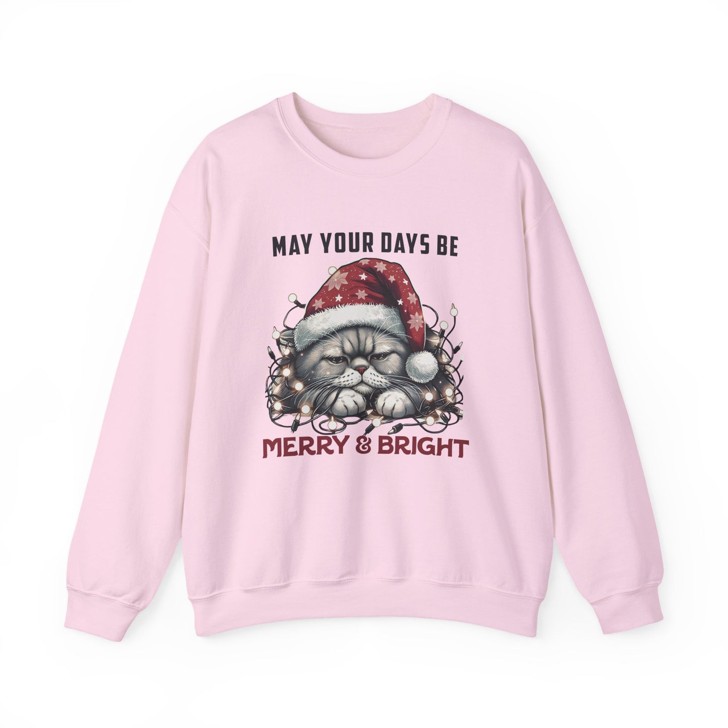 May Your Days Be Merry And Bright, Christmas Cat Sweatshirt, Holiday Cat - PopCultureByDesign36