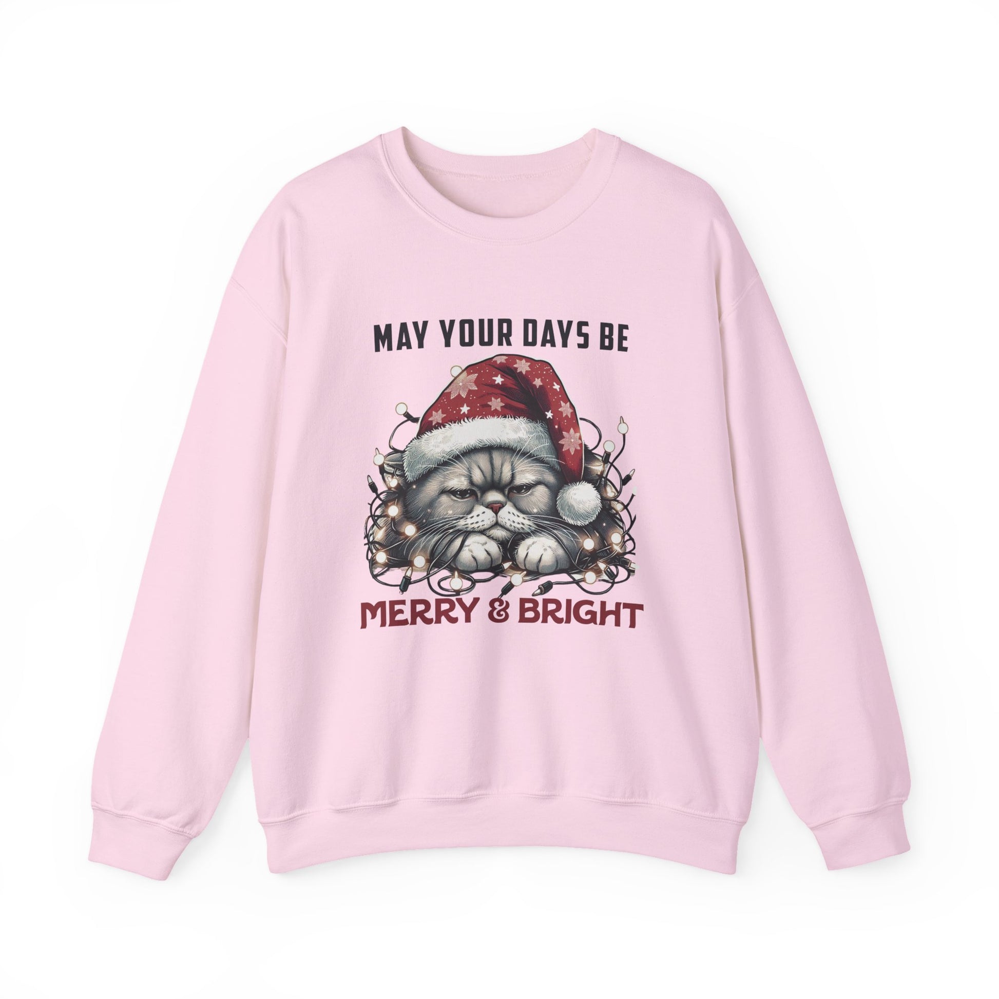 May Your Days Be Merry And Bright, Christmas Cat Sweatshirt, Holiday Cat - PopCultureByDesign36