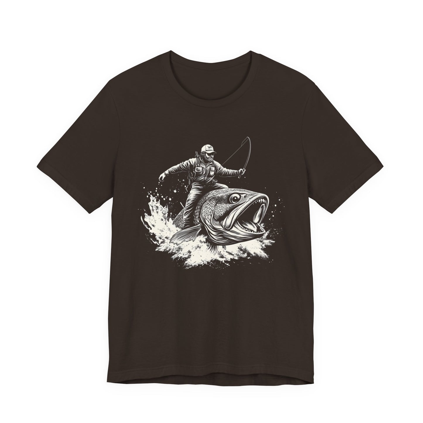 Funny Fisherman Riding a Trout T-Shirt, Fishing Tee, Wild Western Shirt - PopCultureByDesign36